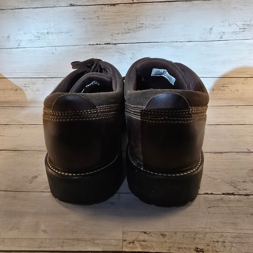 Timberland Mens Brown Leather Low Top Hiking Shoes Lug Sole Oxford 10M 4127